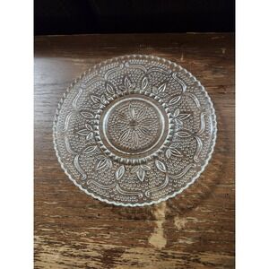Heritage Federal Glass 8" Plate Thousand Eyes Hobnail Daisy Vintage Clear